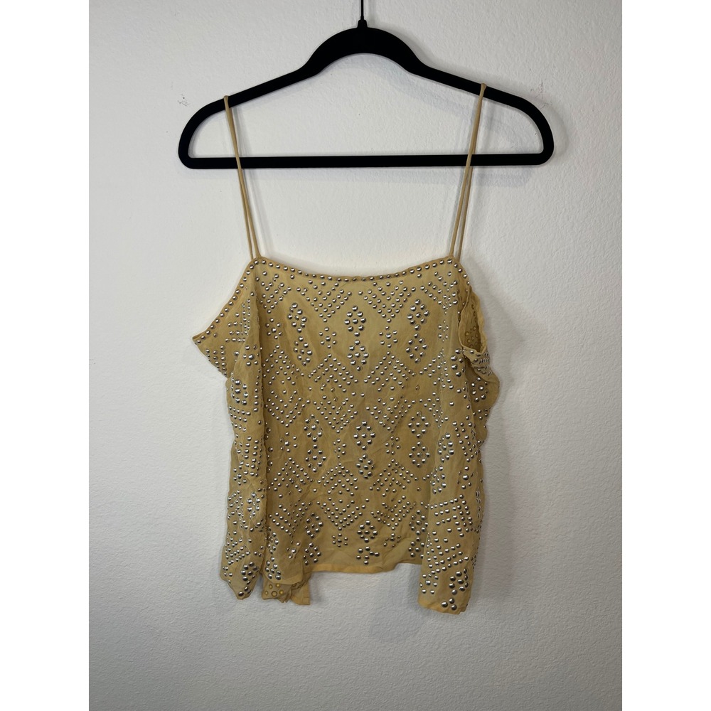 Free People Womens Camisole Studded Tie Back Yellow XL